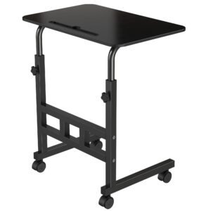 Amazon Brand – Umi Wooden Multipurpose Adjustable Height Table with Wheels For Work From Home, Study, Office And Bedroom (Without Drawer)