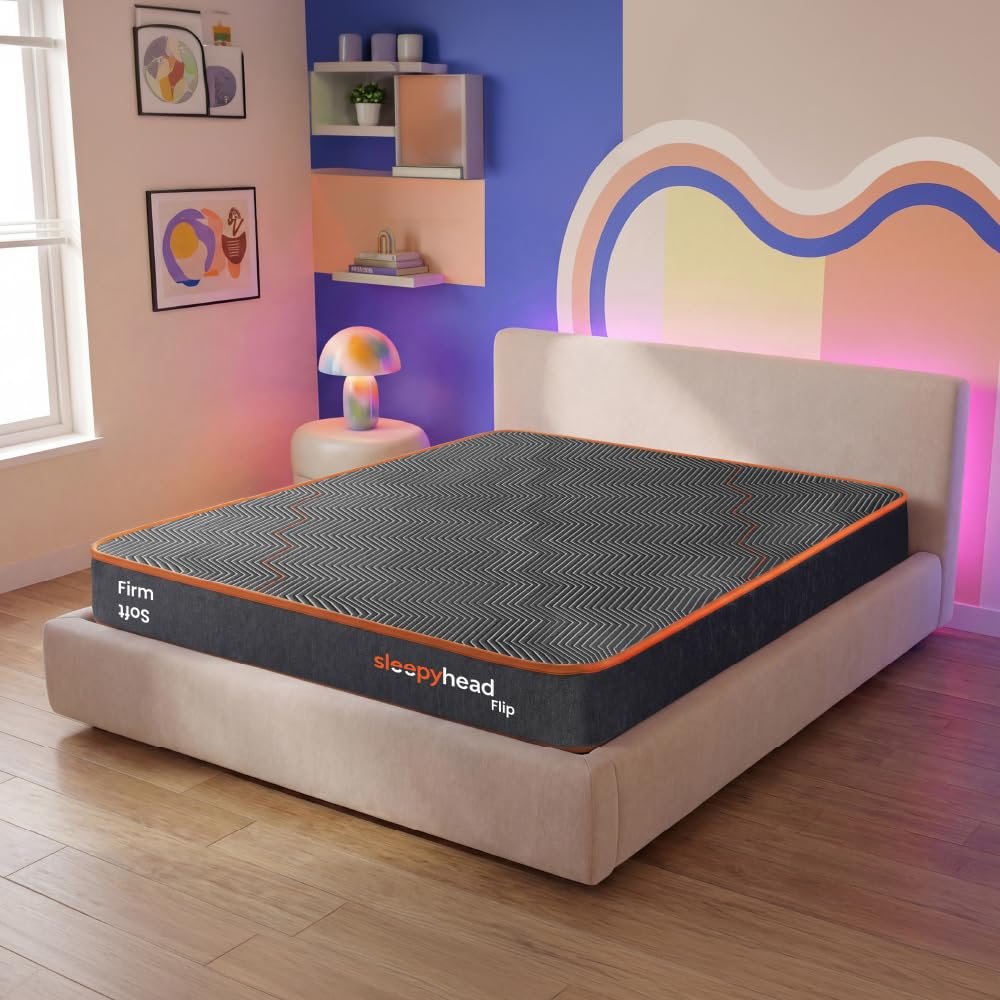 Sleepyhead Flip Designed by Duroflex – Premium Dual Sided High Density Foam Queen Bed Mattress with Firm & Medium Soft Sides |7 Years Warranty |4 Inch Queen Size Bed Mattress (78x60x4)