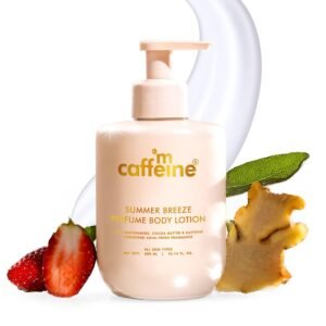 mCaffeine Summer Breeze Perfume Body Lotion 300ml| Niacinamide, Cocoa & Shea Butter For Deep Moisturization | Lightweight, Non-Sticky & Daily Use | Aqua-Fresh Beachy Fragrance | Summer Body Cream for Dry Skin