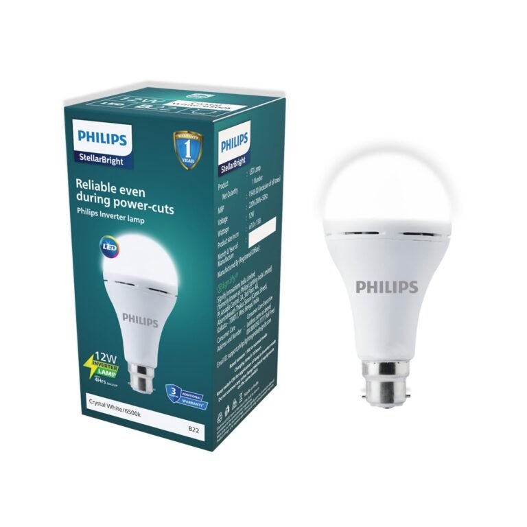 PHILIPS 12W Emergency Bulb | Rechargeable Emergency Bulb for Power Cuts | Backup : 4hrs, Crystal White, Pack of 1, b22d, LED