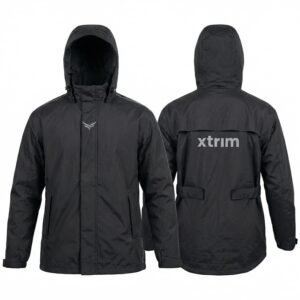 XTRIM Waterproof Biker Rain Jacket with Hood for Men, Large, Black