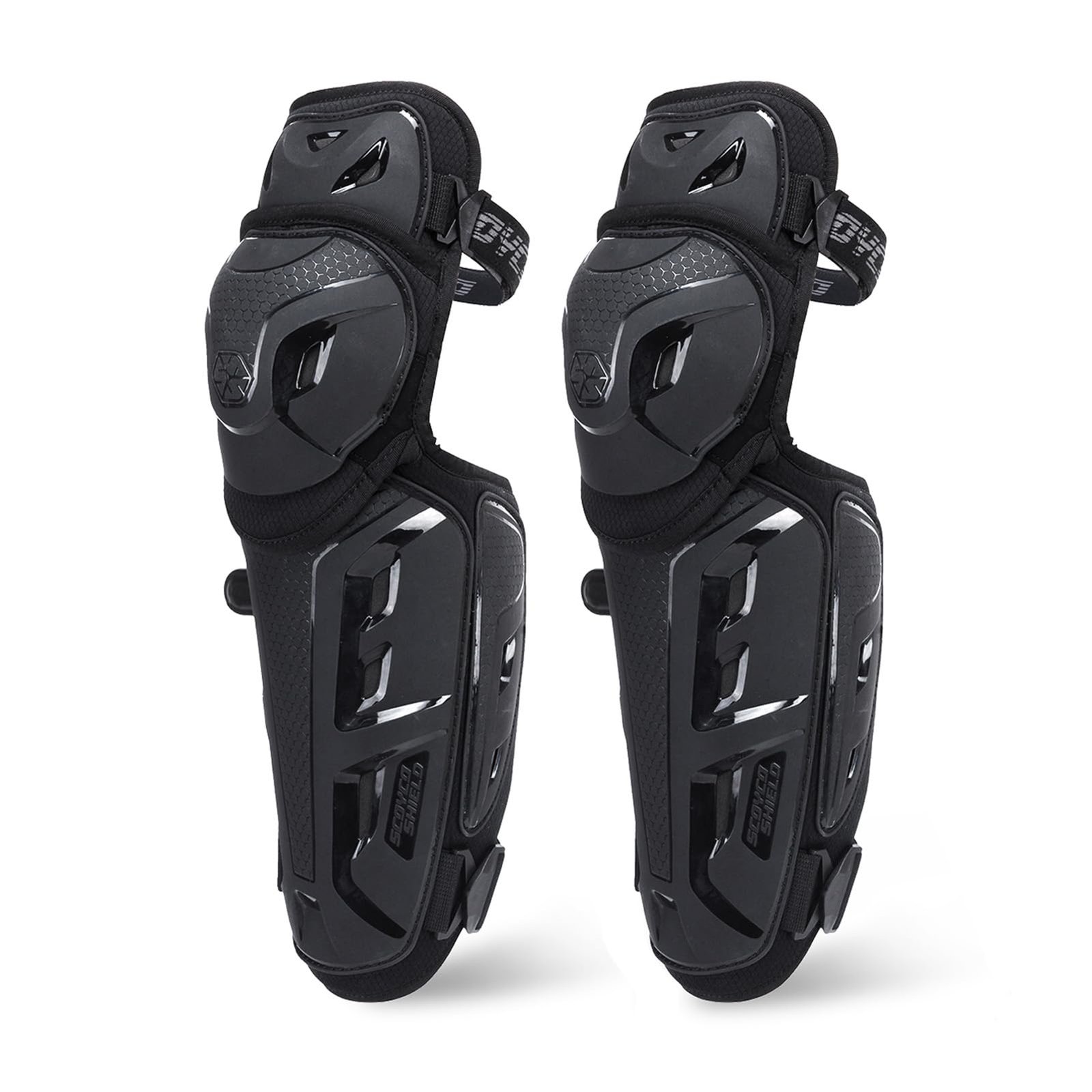 Scoyco 2Pcs Motorcycle Knee Shin Guard Pads for Men Anti-Slip 2 in 1 Protector Adjustable Motocross Knee Protection Armor Racing Protective Gear