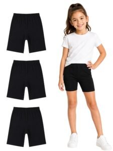 BODYCARE Girls Cycling Shorts | 100% Cotton Stylish, Comfortable & Durable Shorts for Girls | Pack of 3… (Color & Print May Vary)