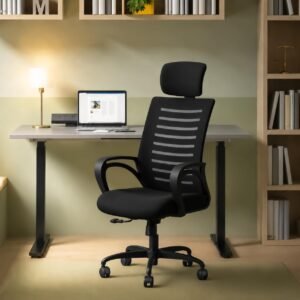 CELLBELL Desire C104 Mesh High Back Ergonomic Office Chair – Adjustable Seat Height, Sturdy Metal Base, Revolving Study & Computer Chair for Work from Home, Black