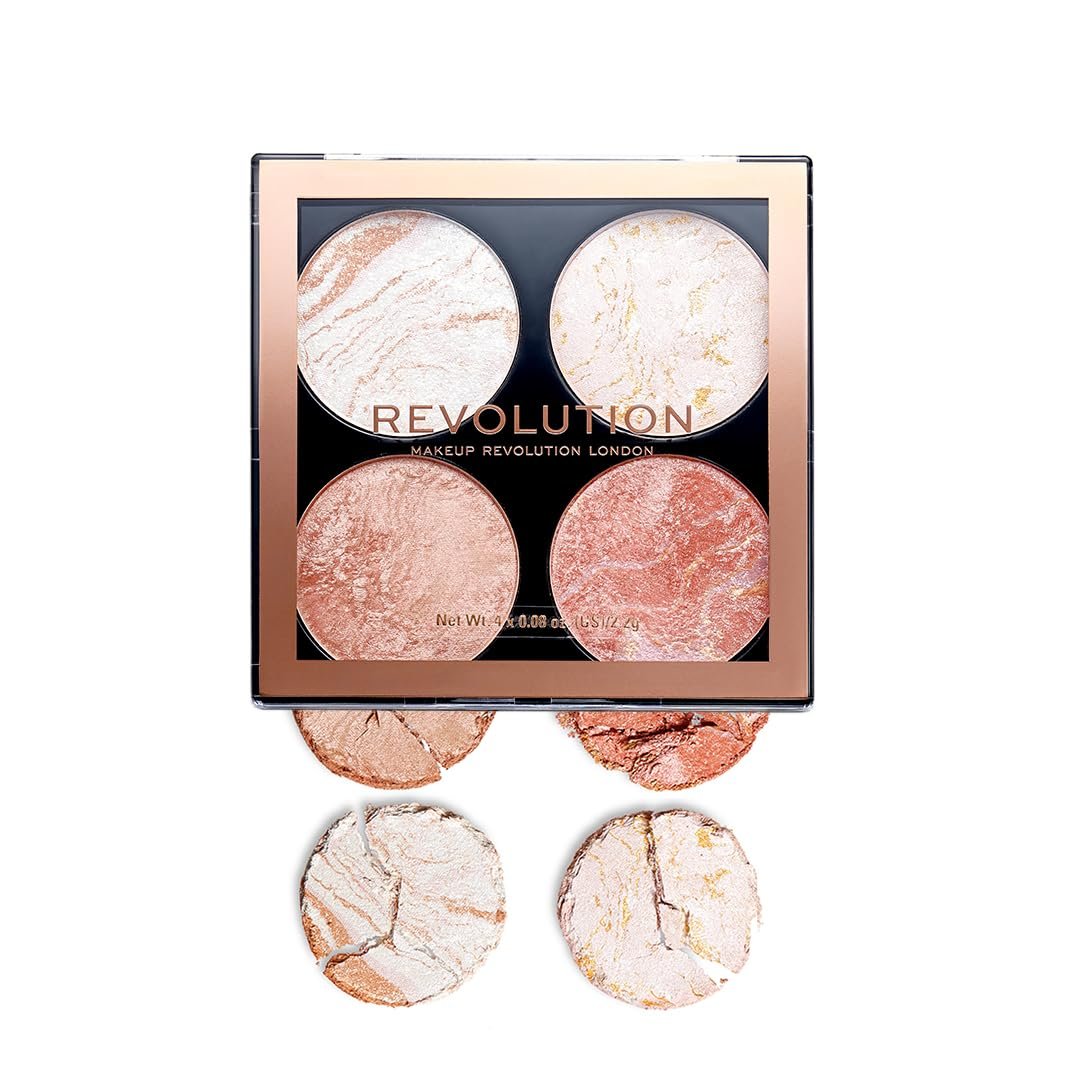Makeup Revolution, Cheek Kit Take a Breather Highlighter for Face Makeup, Multicolor Highlighter Palette for Makeup, Highly Pigmented, Easy-To-Blend, Vegan & Cruelty-Free Makeup Palette – 8g