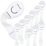 KidDough Furniture Safety Locks for Kids, Child Safety Locks for Drawers, Cabinets, Fridge, Cupboard Lock, Baby Proofing Product, Strong and Adhesive Safety Locks (White, 10 White Locks)