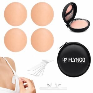 FLYNGO 2 Pair Nipple Covers Reusable Comfortable Invisible Adhesive Silicone Pasties for Women with Double Sided Tape 36 Pieces