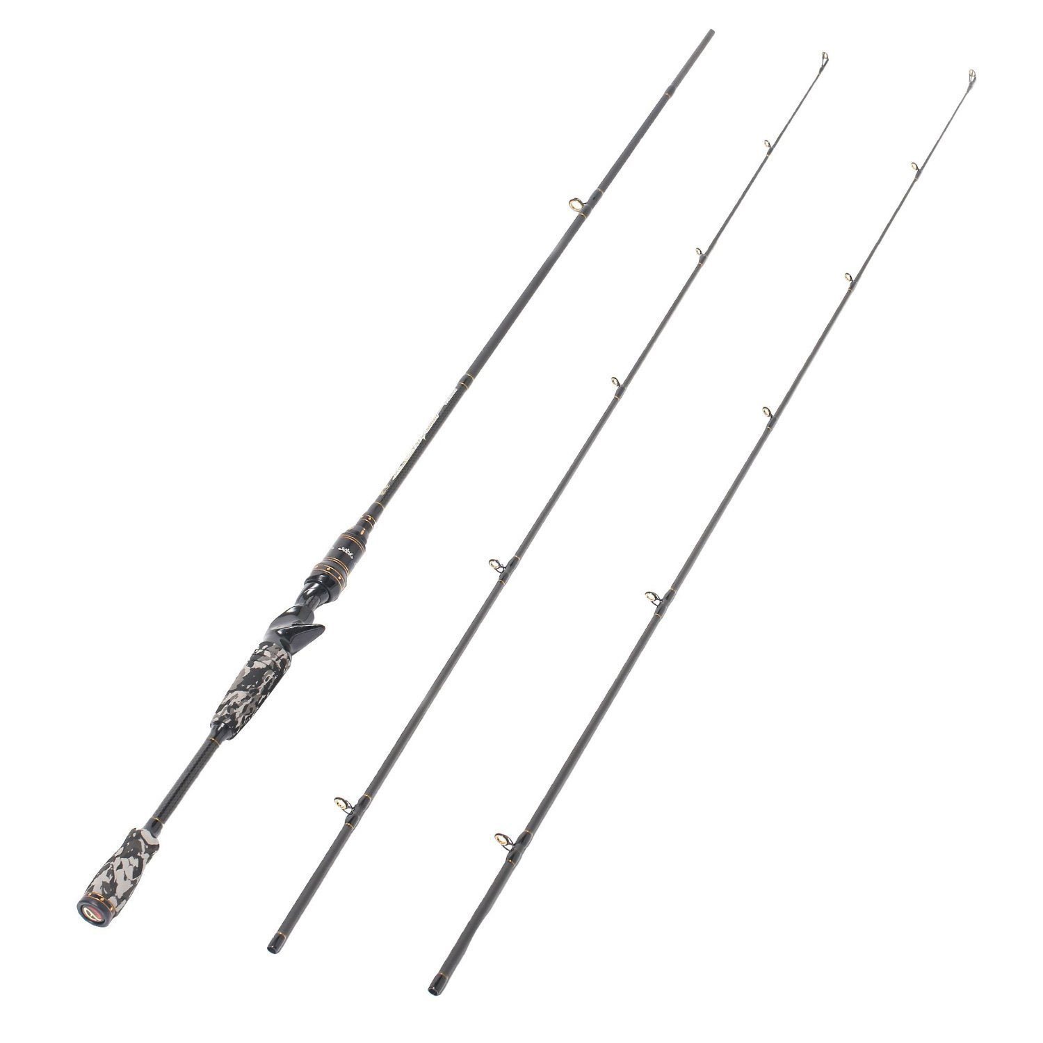 Camo Legend 24 Ton Carbon Fiber Heavy Portable Baitcasting Fishing Rod with 2 Tips (Medium, 7-Feet) – 2 Pieces