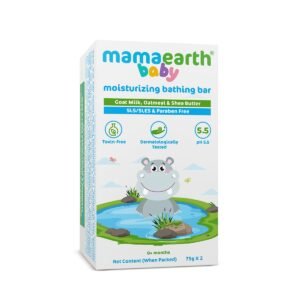 Mamaearth Moisturizing Bathing Bar For Babies – 75 g x 2 | Infused with Goat Milk, Oatmeal and Shea Butter | Gently Cleanses, Retains Moisture, Balanced at 5.5 pH