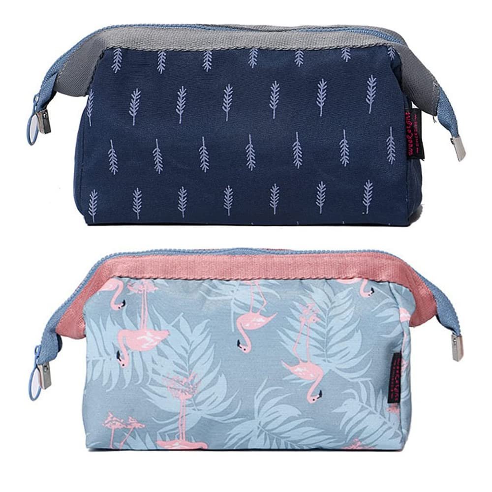 Nylon Pack of 2 12 Cms Cosmetic Toiletry Makeup Vanity Shaving Household Grooming Travel Storage Organizer Bags Pouch Kit Pack For Unisex Travel – TG12 (Multicolor)