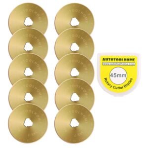 10 Pack Titanium Coated 45mm Replacement Rotary Cutter Blades for Cutter Patchwork Tool Sharp and Durable SKS-7 Quilting Sewing