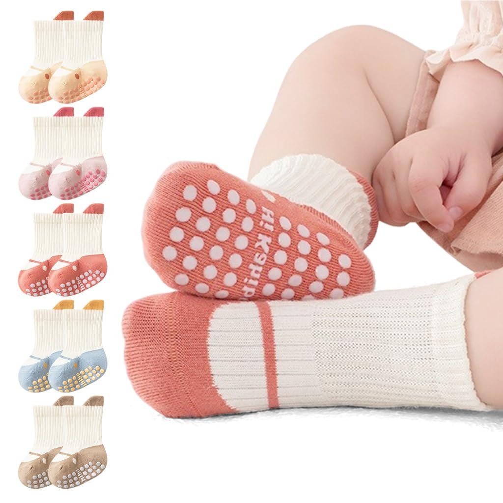 SNOWIE SOFT® Baby Socks Set, Antislip Socks for New Born Baby 0-2 Years, Non Slip Grip Ankle Socks with Non Skid Soles for Infants Baby Shower Gifts