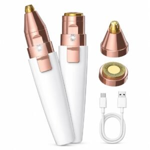 VIFERA 2 in 1 Eyebrow Trimmer for Women, Facial Hair Removal Machine for Upper Lip, Cheeks, Chin, Nose, Face Trimmer, USB RECHARGEABLE Epilator With Light