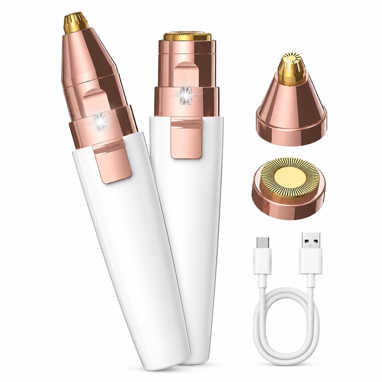 VIFERA 2 in 1 Eyebrow Trimmer for Women, Facial Hair Removal Machine for Upper Lip, Cheeks, Chin, Nose, Face Trimmer, USB RECHARGEABLE Epilator With Light