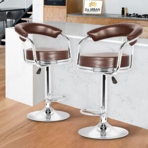 Da URBAN® Classic Pack of 2 Height Adjustable and Revolving Bar Stool/Kitchen Chair (Brown)