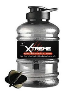 DOVEAZ® 1.5 L Sports Water Bottle (Gallon) – Unbreakable, Freezer-Safe, Leakproof Protein Shaker with Mixer Ball & Strainer – BPA-Free Gym & Fitness Bottle (Black)