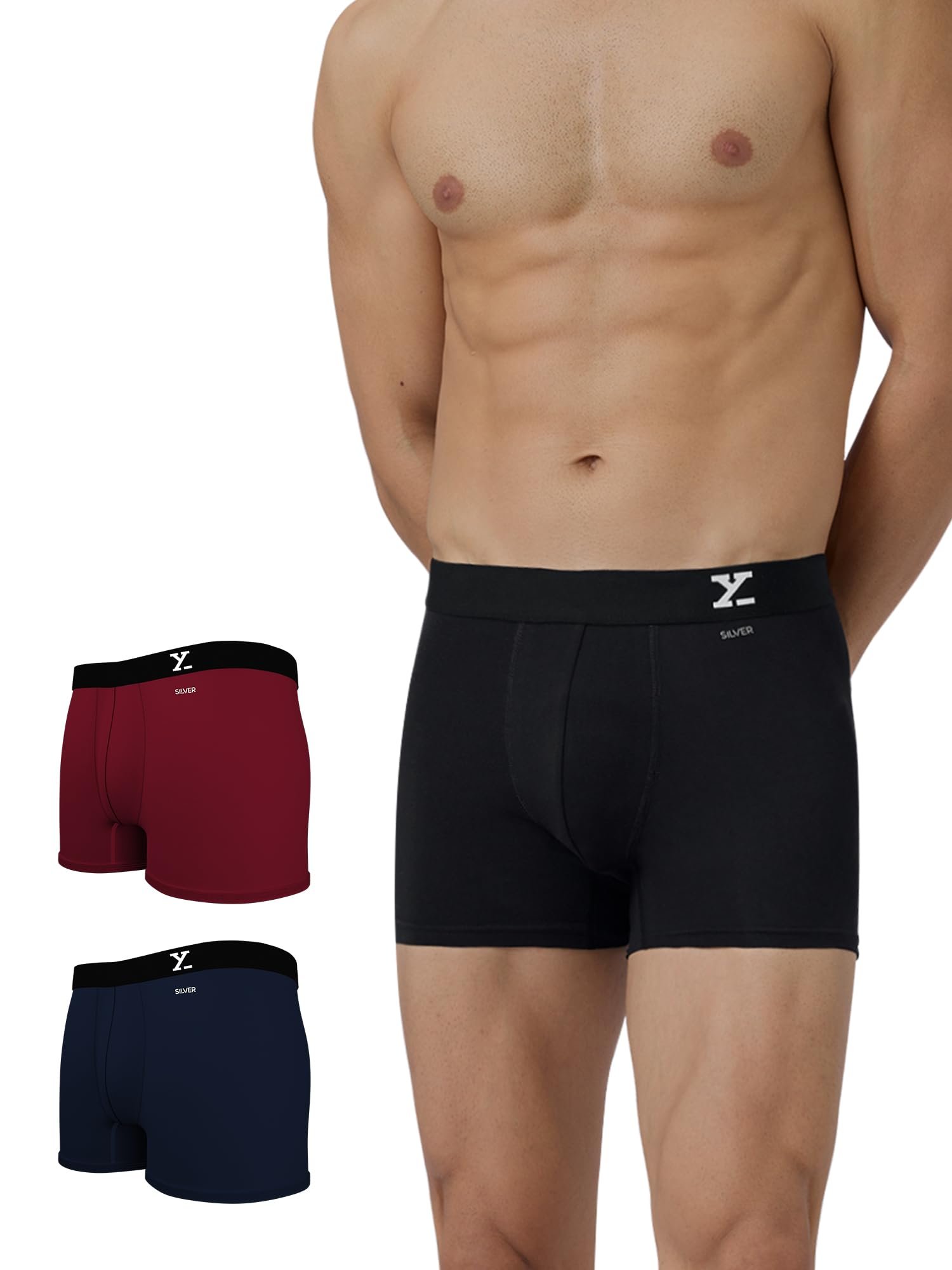XYXX Men’s Aero Super Combed Cotton Trunks | Antimicrobial, Regular Fit, No-Marks Waistband | Underwear for Men Combo (Pack of 3)