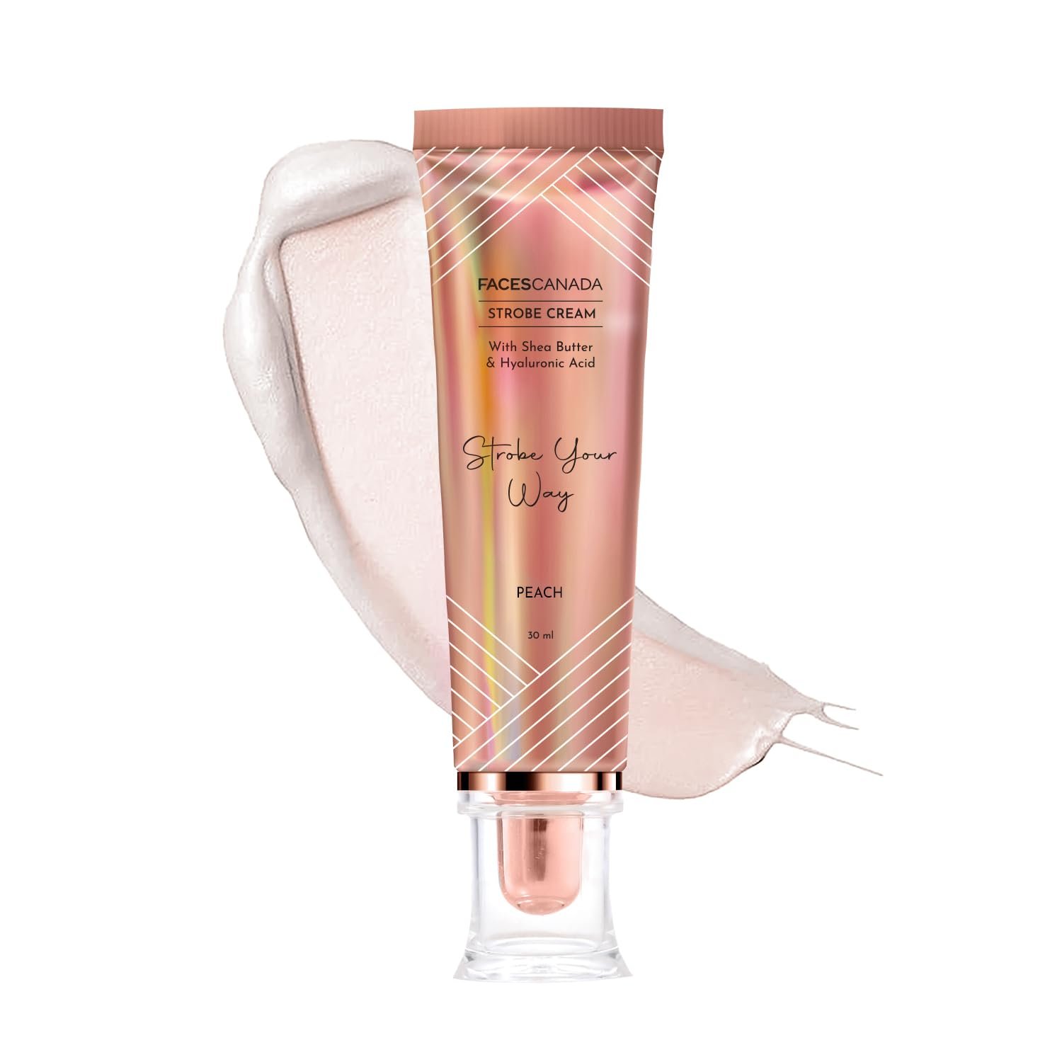 FACES CANADA Strobe Cream – Peach, 30ml | Primer + Highlighter + Moisturizer | Shea Butter & Hyaluronic Acid | Intense Hydration | Flawless Radiant Dewy Skin | Illuminating & Glowing Makeup Base