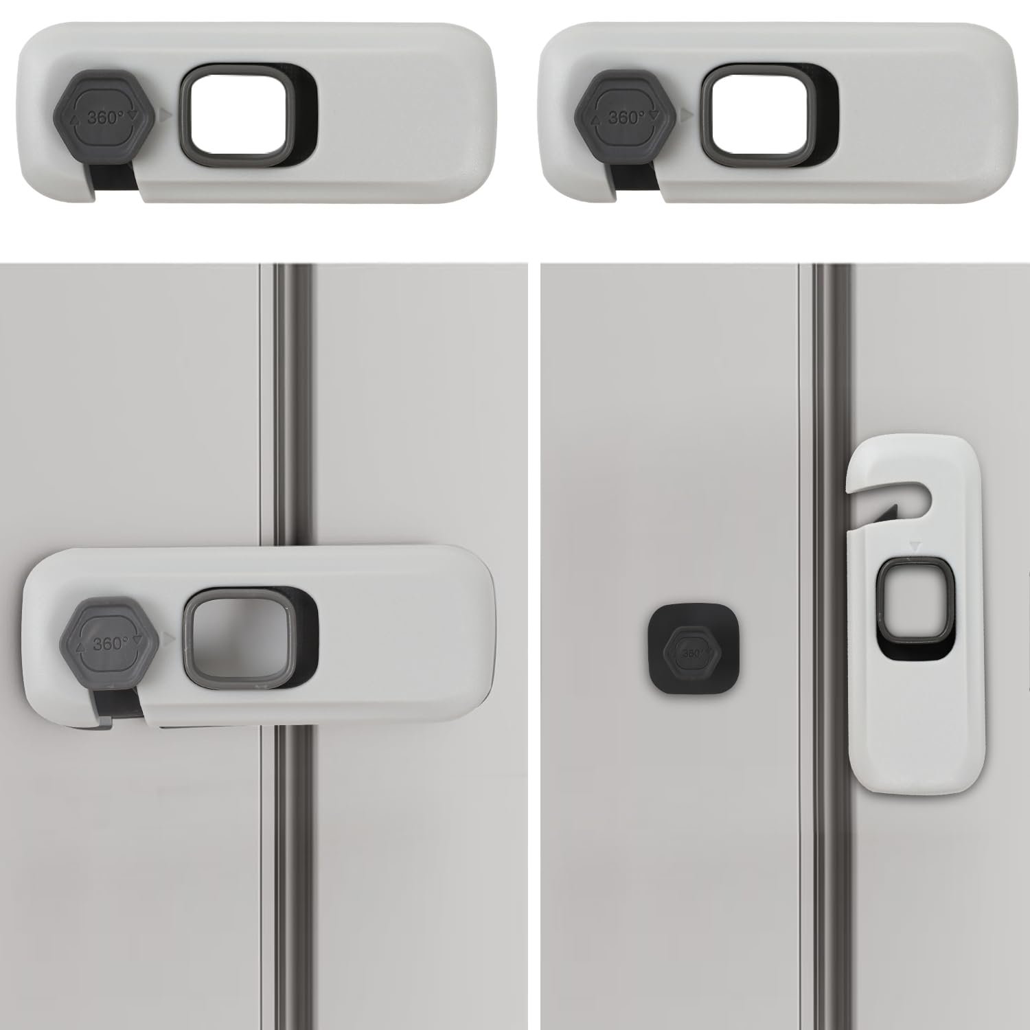 2 Pack Child Safe Fridge Lock, Fridge Locks for Kids with Adhesive Pads, Baby Safety Locks for Refrigerators, Cabinets, Drawers, Double Doors and More
