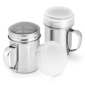 Accmor Powdered Sugar Shaker Duster, Cinnamon Shaker Flour Duster Sifter, Fine Mesh Stainless Steel Shaker for Sugar Flour Cocoa Coffee Bar, 6 Ounce, 2 Pack