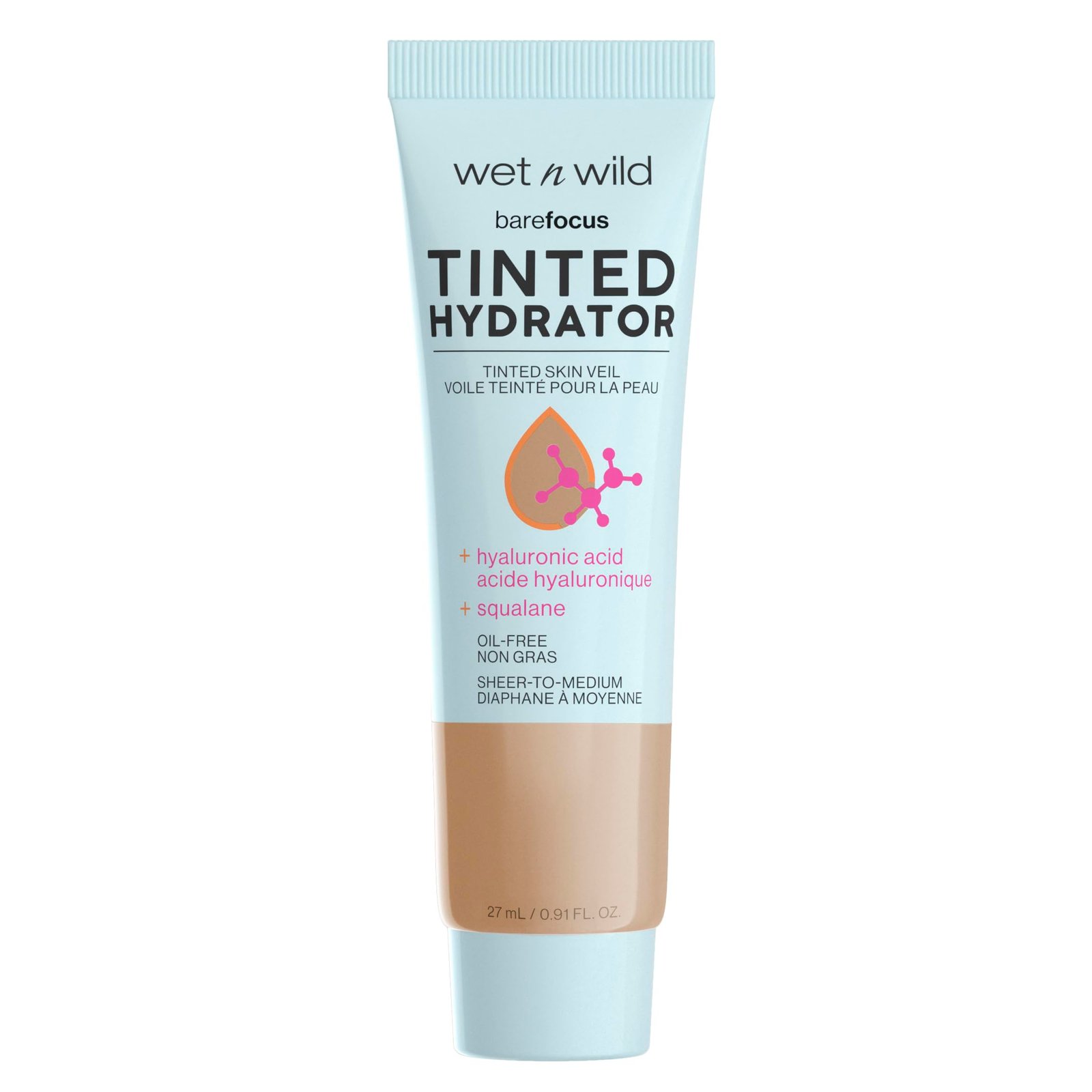 Wet n Wild Bare Focus Tinted Hydrator-Medium Tan Cream Moisturiser For Glowing Skin, Buildable Sheer-Coverage, Semi-Matte Finish, Hyaluronic Acid & Vegan Squalane Enriched Formula Cruelty Free-27 Ml
