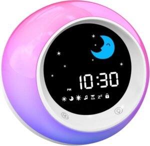 I·CODE Time to Wake Alarm Clock for Kids, Children’s Sleep Trainer, Kids Wake Up Light, Sleep Sound Machine