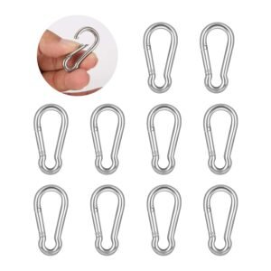 10 PCS Stainless Steel Carabiner Clip Spring-Snap Hook – Lotsun M4 1.57 Inch Heavy Duty Carabiner Clips for Keys Swing Set Camping Fishing Hiking Traveling
