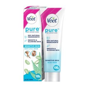 Veet Pure Hair Removal Cream for Women For Sensitive Skin – 100g | Suitable for Legs, Underarms, BikinI, Arms | Long Lasting Smoothness | Derma Tested