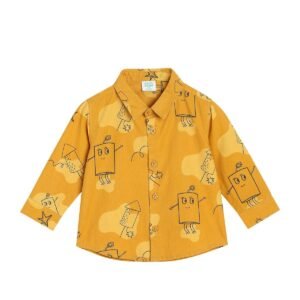 miniklub Baby Boys Collar Long Sleeve Woven Shirt (Yellow Color)