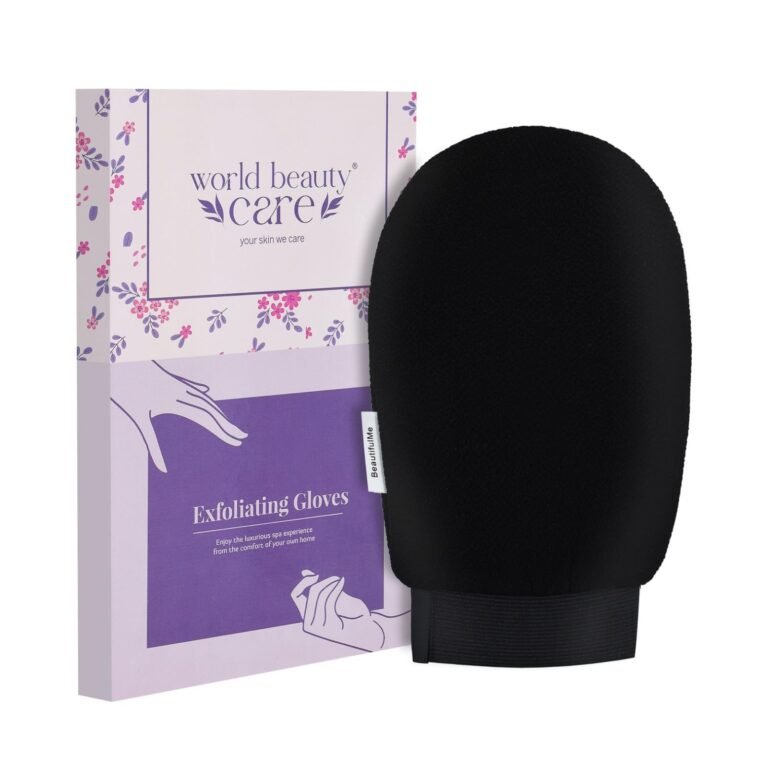 WBC WORLDBEAUTYCARE WBC Body Exfoliating Glove – Pure Viscose Fibre, Double-Layered Exfoliating Body Glove for Dead Skin, Tan Removal for Face and Body by WORLDBEAUTYCARE (Black)