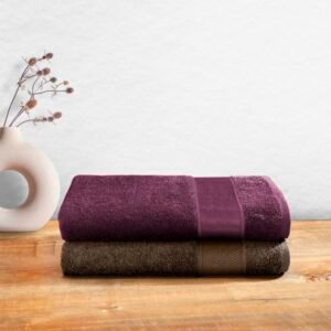Wakefit Towels for Bath | 500 GSM | Bath Towel for Men, Women, Cotton Towels for Bath Large Size, Terry 100% Cotton 2 Pieces (Cafe Noir and Grape Wine)