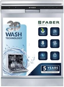 Faber 12 Place Dishwasher | 6 Wash Programs | Adjustable & Foldable Racks | Salt & Rinse Aid Indicators | Aqua Stop | Energy Efficient A++ | 2 Yr Warranty & 5 Yr Rust Protection | FFSD6PR12S Neo