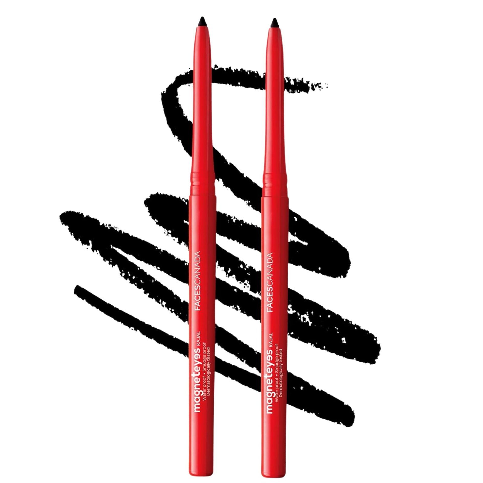 FACES CANADA Magneteyes Kajal – Black, 0.35g (Pack of 2) | 24 Hr Long Stay | One Stroke Smooth Glide | Waterproof, Smudgeproof & Fadeproof | Deep Matte Finish | Enriched With Almond Oil & Vitamin E