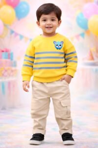 DINGDONG Sweatshirt and Pant Set | Kids Cotton Printed Casual Dress | Full Sleeves Sweatshirt Joggers Dress For Boys