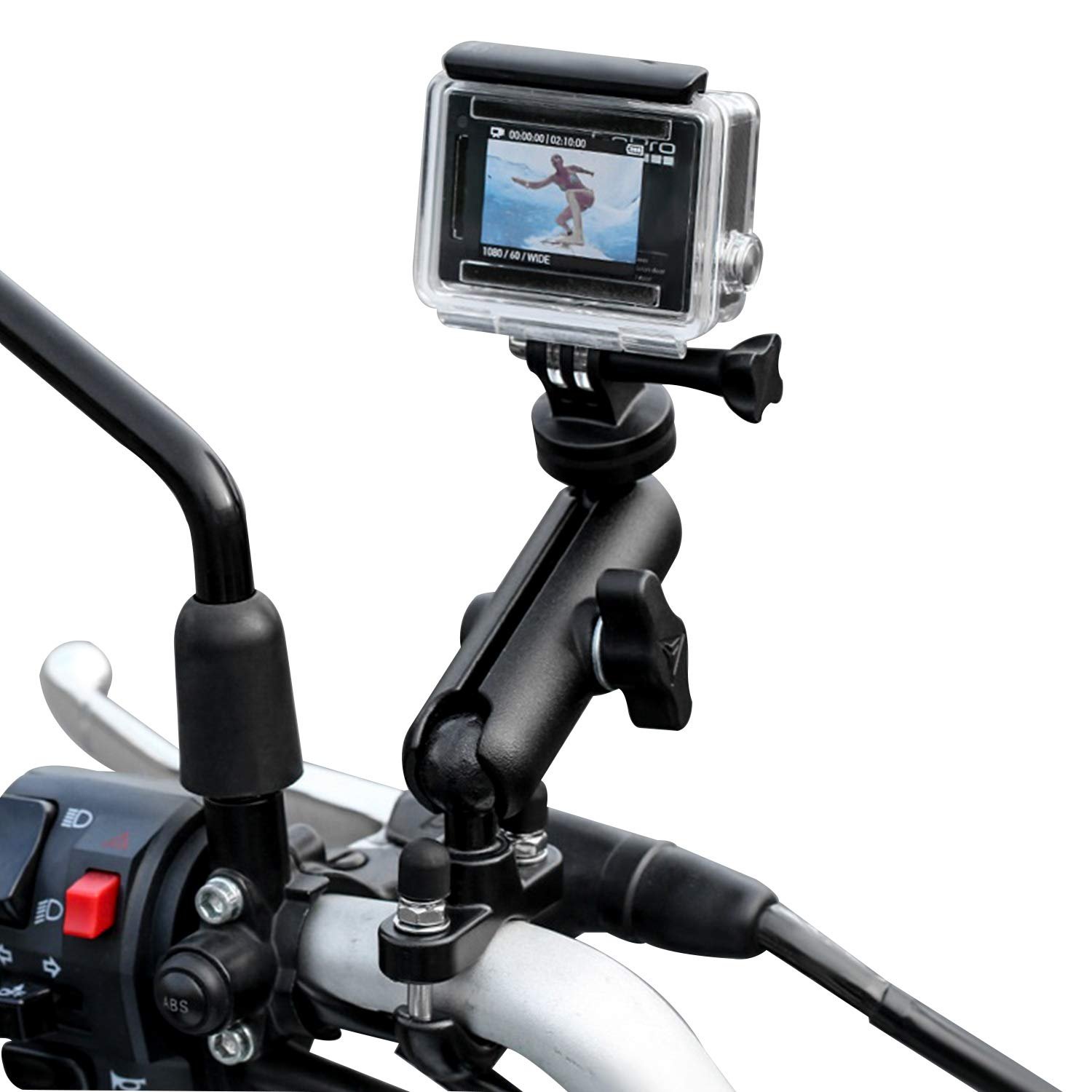 TKOOFN Bike Mount for GoPro Hero 7/6/5/4/3+/3/2 Session, Canon Nikon Sony Action Camera, Compatible with Handlebar Size 19-33mm, 360 Degree Rotating Metal Handlebar Mount
