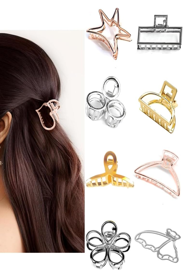 THE MARKETVILLA Hair Clips for Woman Metal – Pack of 8, Clature for Girls