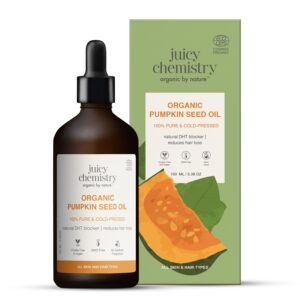 Juicy Chemistry Organic Pumpkin Seed Oil, 100ml | 100% Pure, Cold Pressed & Therapeutic Grade | Nourishes Skin, Hair & Scalp | Natural DHT Blocker | Hydrating & Rich in Antioxidants | Strengthens Nails & Prevents Chipping | Dermatologically Tested