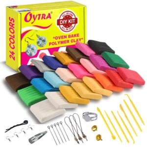 Oytra Polymer Clay Kit 24 Colours 20g Each Polymer Oven Bake Set with Jewellery Making Accessories Sculpting Tools for Craft Modelling DIY Figurines Jewlery