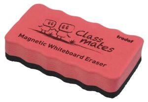 Trodat Classmates Magnetic White Board Duster | Magnetic Whiteboard Eraser for Erasing White Board Marker or Chalk Board Writing – Red Color