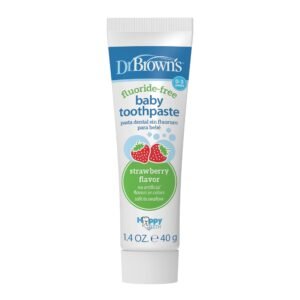 Dr. Brown’s Baby Oral Health Toothpaste, Strawberry Flavor Toddlers And Kids Love, Fluoride Free, 0-3 Years, 1.4Oz