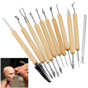 HOME BUY Ceramic 11 Pcs Wooden Handle Clay Carving Pottery Sculpting Tools for Art and Craft