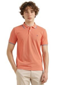 Allen Solly Men’s Solid Polo T‑Shirt | Regular Fit | Premium Cotton | Contrast Tipping Collar | Smart Casual Wear