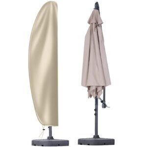 OKPOW Patio Umbrella Cover, Heavy Duty 420D Oxford Fabric Offset Umbrella Cover Waterproof Rip Proof with Zip (280x30x81/45cm), for 9-11 feet Garden Outdoor Cantilever Umbrellas