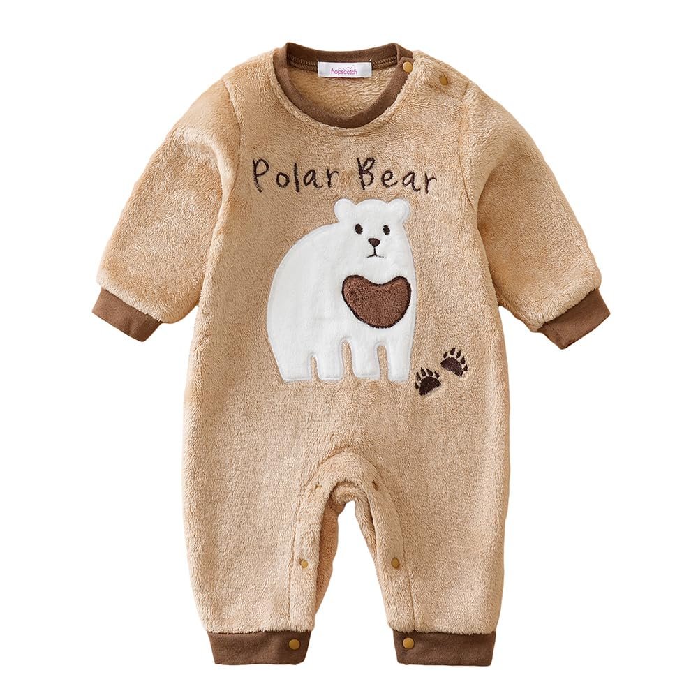 Hopscotch Boys Full Sleeves Animal Print Brown Footies & Bodysuit