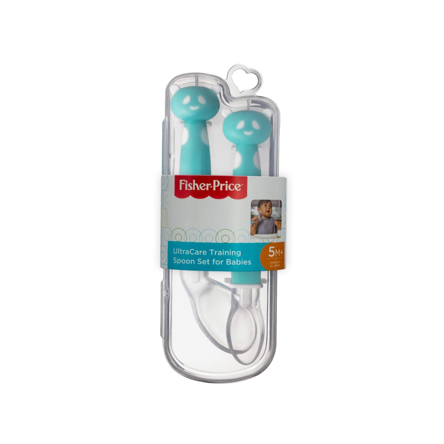 Fisher-Price Silicone Ultra Care Training Spoon Set for Babies (Pack of 2, Blue), 18.5 Cm