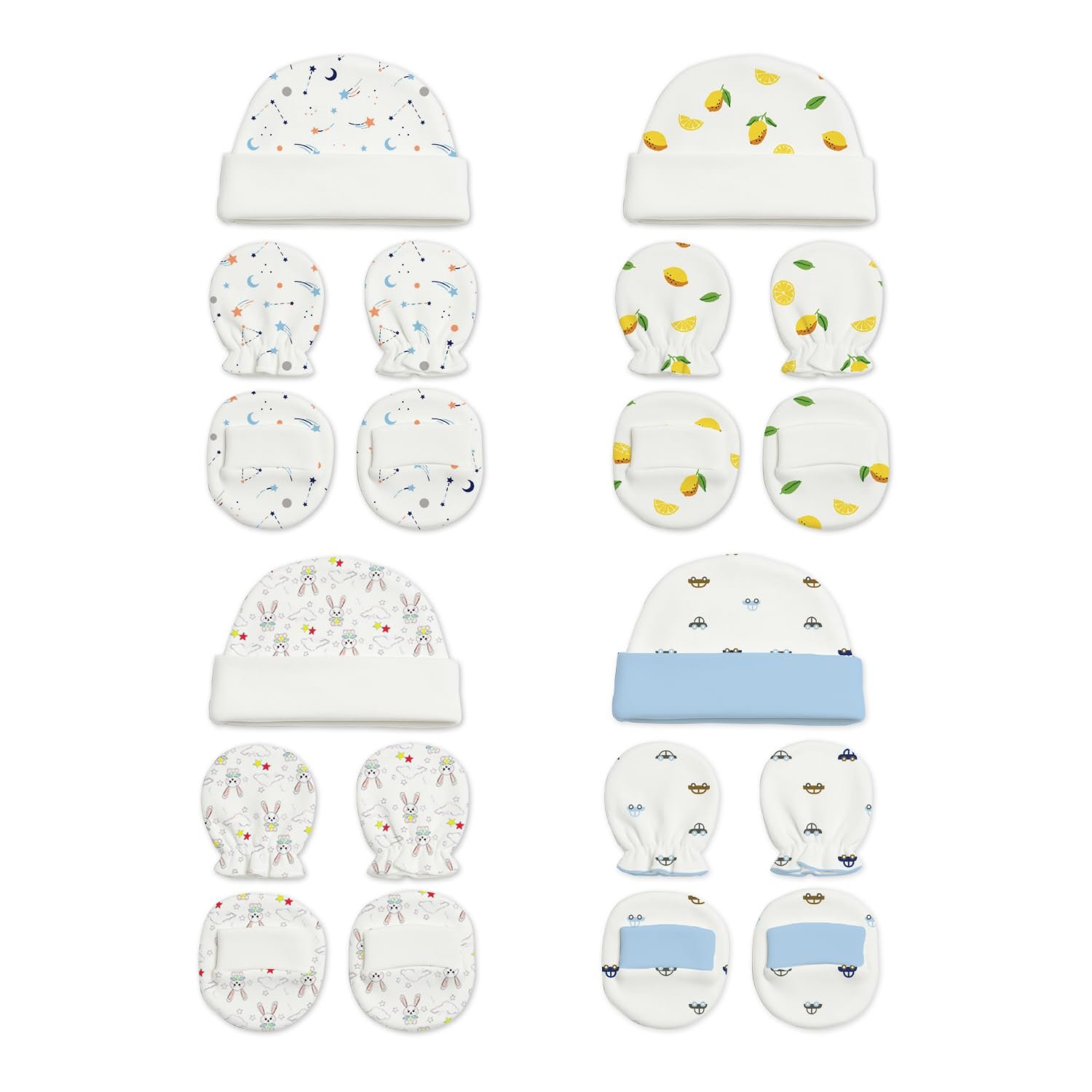 MOM’S HOME New Born Baby Cap Mitten Booties | 0-6 Months | Multicolor
