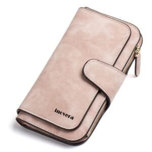 INOVERA (LABEL) Women’s Vegan Leather Tri-fold Fashion Card Coin Holder Long Wallet (KK24)