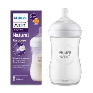 Philips Avent Natural Baby Plastic Feeding Bottle | No.1 Brand Recommended by Moms Worldwide | Ideal for 3-6 months+| Natural Response Technology Mimics Breastfeeding | Uniquely Designed Nipple releases milk only when baby drinks | Pack of 1 | SCY903/01