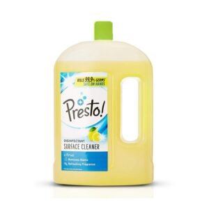 Amazon Brand – Presto! Disinfectant Surface & Floor Cleaner Liquid | Citrus | 2 Litre | 1 Can | Kills 99.9% Germs | Removes Stains | Safe on Hands