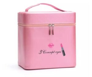 SIBY PU Leather 18 Cms Makeup Organizer for Women | Cosmetic Makeup Kit Storage Organizer Travel Toiletry Vanity Box | Beauty Make Up Box for Bride | Vanity Case for Your Cosmetics(Pink)